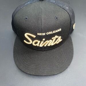 New Era Black and Gold Saints Hat